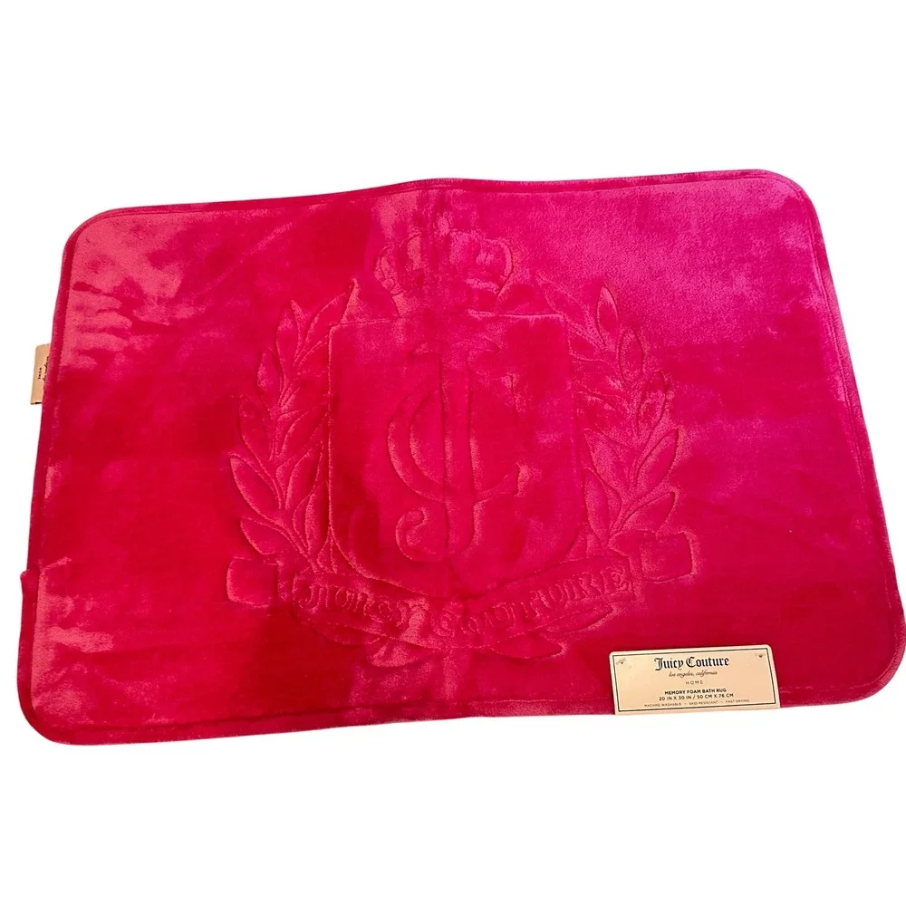 Juicy Couture Bath Rug Women 20x30 Pink New Memory Foam Crest Logo JYAB000901